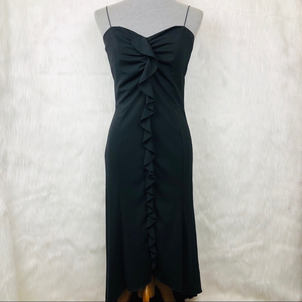 Vintage Gunne Sax Black Ruffle Midi Dress